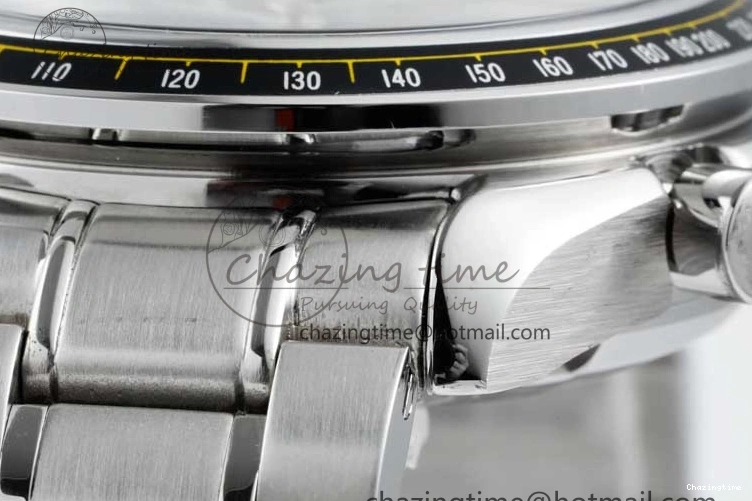 0720 Cozy Speedmaster Racing Master SS HKF Best Edition Black White Dial on SS Bracelet A 7807